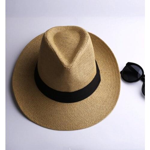 Summer big brim straw hat mens jazz hat mens fashion hat Korean summer hat big brim beach sunscreen summer