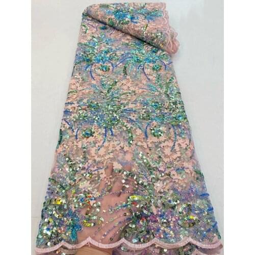 Nigerian tulle net Fabric J-426687 French Sequins Laces Fabric Beautiful African Lace Fabirc For Women Party Wedding