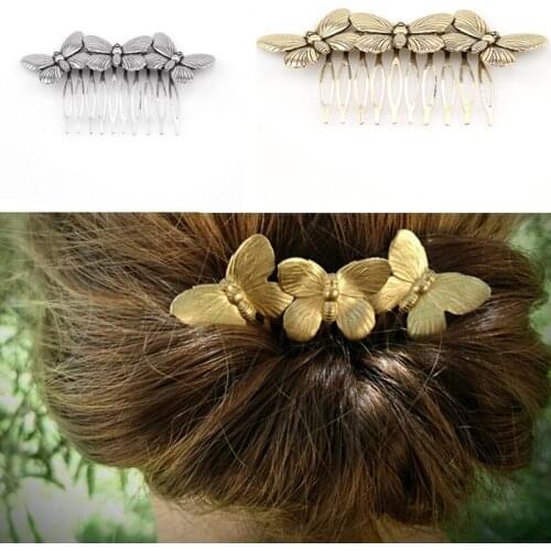 Vintage Butterfly Bridesmaid Headdress Bridal Hair Comb Clip Hairpin Flower Bridal Head Piece For hair Accessories T0576