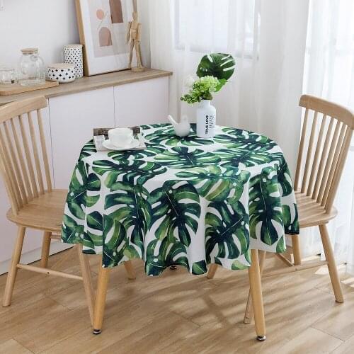 Green Round Art Turtle Back Bamboo Plant Tablecloth Nordic INS Polyester Waterproof Tablecloth Cover Towel Picnic Mat Home Decor