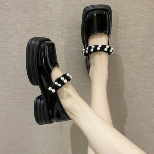 Womens Shoes Hot Sale New Platform Heels Women Patent Leather Mary Jane Shoes 2021 Retro Fashion Chunky High Heels Lolita Shoe