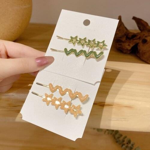 Stars And Hearts Hair Clips Alloy Drip Glaze Multicolor Hair Accessories For Women Girls Fashion Hair Styling Accessories 2021