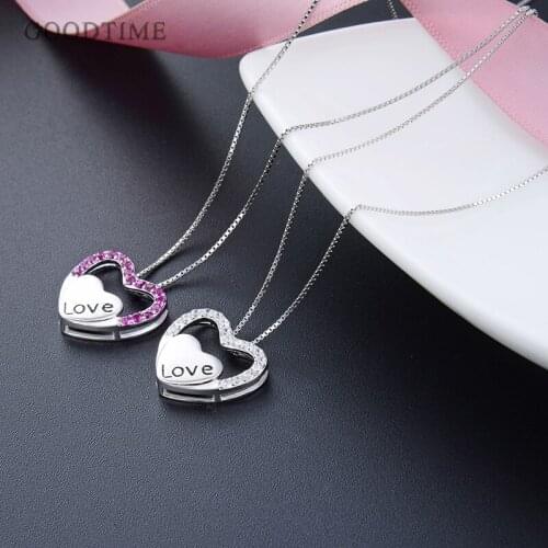 Fashion Real 925 Sterling Silver Necklaces For Women Heart Pendant Necklaces Love Shape Chain Necklace For Women Jewelry Gift