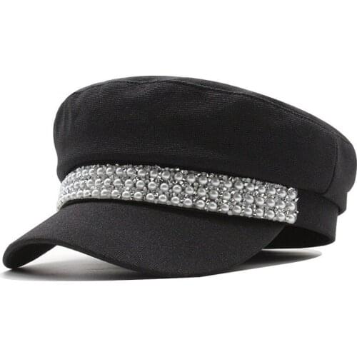 Winter Beret with buckle hat Women Men Street Fashion Style Newsboy Hats Black Berets flat top Caps Men drop ship cap