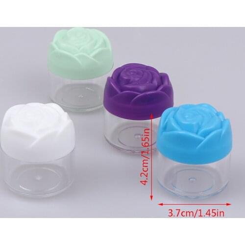 12pcs 20g Plastic Cosmetic Cream Containers With Rose Shaped Screw Caps, Empty Makeup Sample Jars Lip Balm Pot Jar
