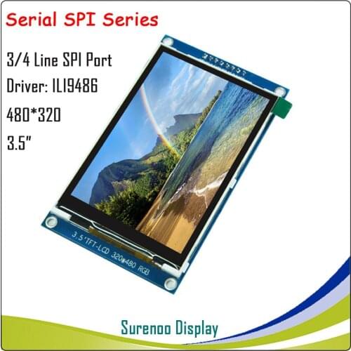 3.5 inch 320*480(RGB) 8PIN SPI TFT Color LCD Module Display Screen with PCB Adapter Board ILI9486 Driver