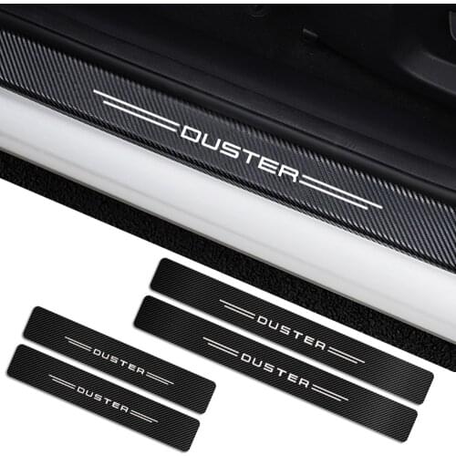 4PCS/set Car Sticker Door Sill Stickers For Renault Duster Carbon Fiber Protector Sticker Decal Renault Duster Car Accessories