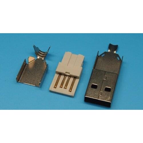 50sets 3 in 1 2.0 USB connector USB 2.0 Jack A / M wire welding male plug