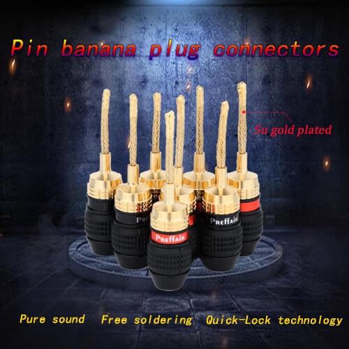 8Pcs Preffair High Quality BA1465 Speaker 2mm Pin Copper Wire Braided Banana Plugs Connector HIFI Speaker Cable Plug