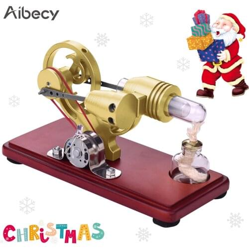 Aibecy Hot Air Stirling Engine Motor Model Dollar Flywheel Design DIY Educational Toy Electricity Generator Colorful LED Light