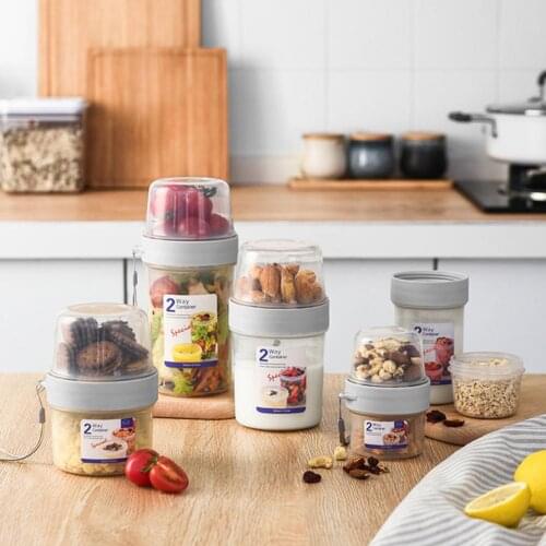 Dropshipping Storage Jar Airtight Dual Layer PP Refrigerator Storage Keeping Fresh Food Container for Home