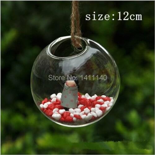 Free shipping 6pcs/lot Transparent Wall Hanging Glass Plant Flower Vase Hydroponic Container Pot Home Wedding Decor 12cm