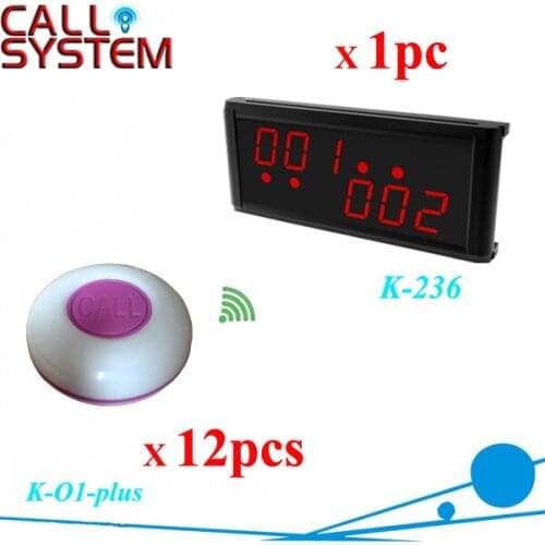 Wireless service call button pager 12pcs K-O1-plus restaurant ordering electronic remote control display receiver 1 pieces