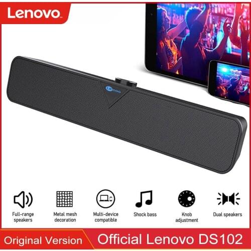 Lenovo L102 Bluetooth Computer Speaker USB Powered Wired Computer Sound Bar Soundbar Speaker Subwoofer for PC Tablet TV Phone