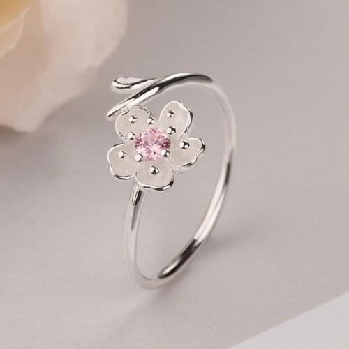 Large Vintage Pink Cheery Flower Rings For Women Men Charm Male Retro Gothic Jewelry Drop Shipping