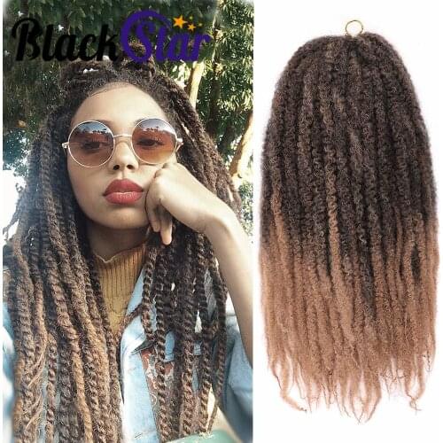 Black Star 18inch Afro Kinky Curly Marley Crochet Braiding Twist Hair Ombre Kanekalon Synthetic Marley Braids Hair Extensions