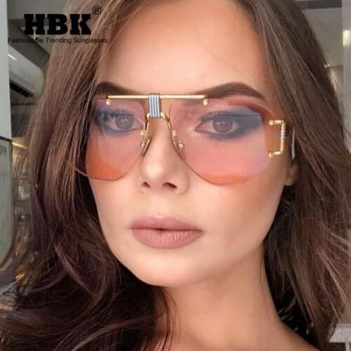 HBK Unisex Pilot Sunglasses Big Frame Women Men Vintage Brand Designer New Fashion Trendy Sun Glasses Oversized UV400 2021
