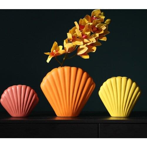 Morandi Nordic Style Creative Shell Ceramic Vase Modern Arts And Crafts Porcelain Hydroponic Vases Flower Pot Home Decoration