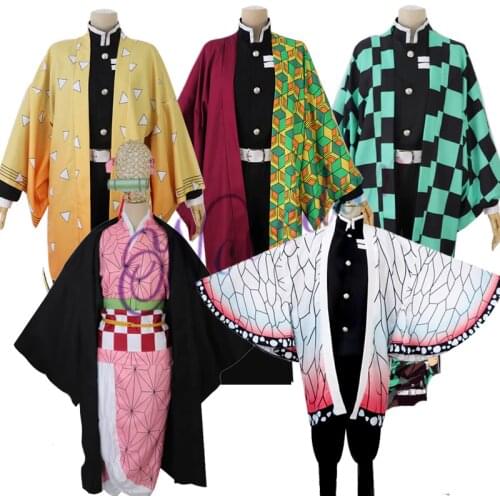Anime Demon Slayer Kimetsu No Yaiba Kamado Tanjirou Agatsuma Zenitsu Tomioka Giyuu Nezuko Kimono Uniform Cosplay Costume