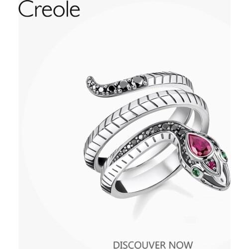 Ring Snake 925 Sterling Silver Black Stones 2021 New Fine Jewerly For Women Pure Seduction Gift Vintage Europe Style Bijoux