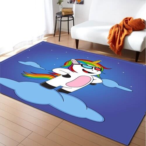Unicorn 3D Printed Carpet Cartoon Child Bedroom Play Mat Soft Flannel Memory Foam Girl Room Area Rug and Carpets for Living Room