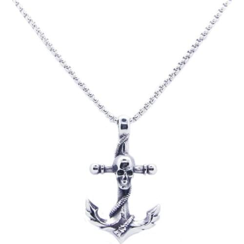 Cool Anchor Skull Pendant 316L Stainless Steel Cool Fashion Cool Navy Ship Anchor Pendant Necklace