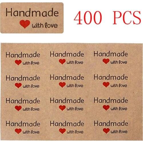 400PCS Kraft Paper Thank You Stickers handmade with love Stickers Self-adhesive labels wedding decoration Wall Sticker Baby Show