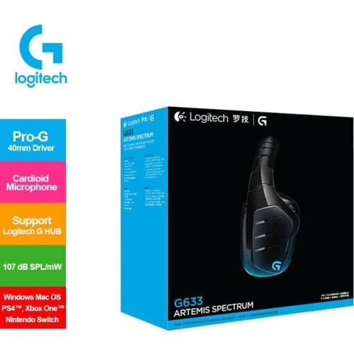 Original Logitech G633 GAMING HEADSET with 7.1 SURROUND 40mm PRO-G DRIVER Headphone for Windows Mac OS PS4 Nintendo Switch