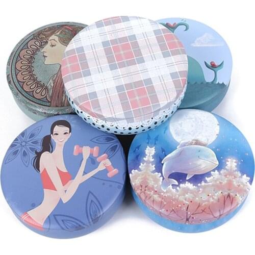 Portable Creative Round Tea Sugar Coffee Coin Storage Box Tin Box Flower Drawing Style Wedding Birthday Party Storage Box