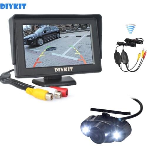DIYKIT Wireless 4.3" TFT LCD Backup Car Monitor + Waterproof Rear View Car Camera Parking System Kit