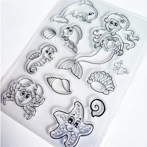 11*16cm Sea mermaid Transparent Clear Stamps / Silicone Seals Roller Stamp for DIY scrapbooking photo album/Card Making