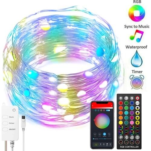 LED USB WIFI Control String Lights Copper Wire Fairy Lights Night Light For Christmas Bedroom Indoor Wedding Decoration Lamp
