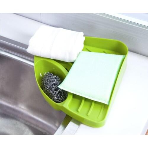 European style Kitchen Sink Corner Storage Rack Sponge Shelf Bathroom Soap Stand Wall Mounted Dishes Drip Rack Free Shipping