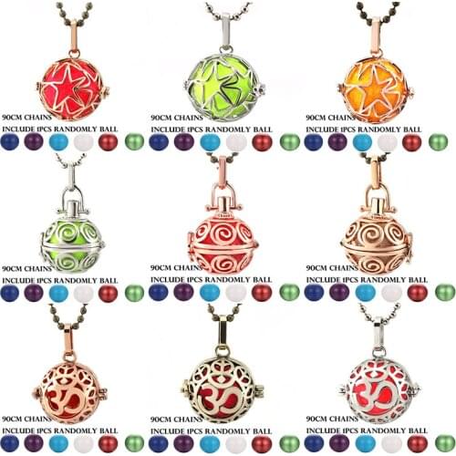 Mexico Chime 3D Aroma Vintage Locket Necklace Music Ball Pregnancy Necklace Pentagram Essential Oil Box Pregnant Fashion Jewelry