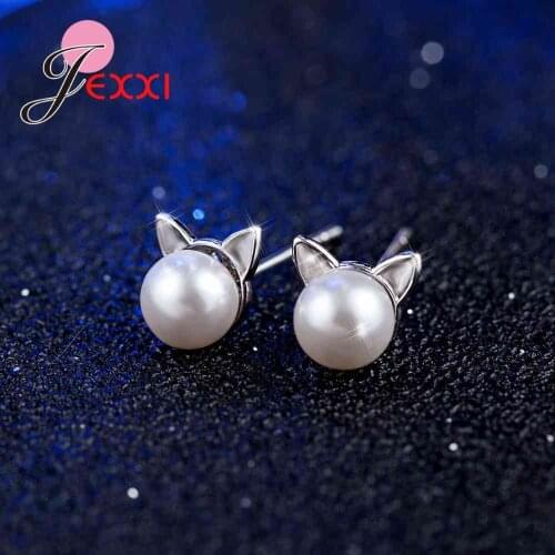 Top Quality Cute Romantic Cat Ear Earrings Wedding Party Accessories 925 Silver for Women Gift and Cubic Zircon Stone