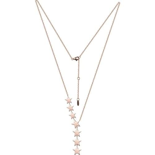 925 Sterling Silver Jewelry Female Gold Star Pendent Necklace Accessories for Women Statement Jewel Christmas Birthday Gifts