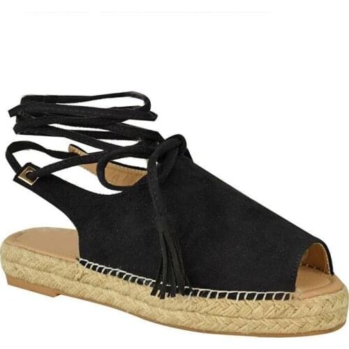 2021 Womens Fashion Sandals THick Bottom Lace Up Fish Mouth Straw Bottom Bandage Ladies Casual Comfortable Shoe Female Footwear