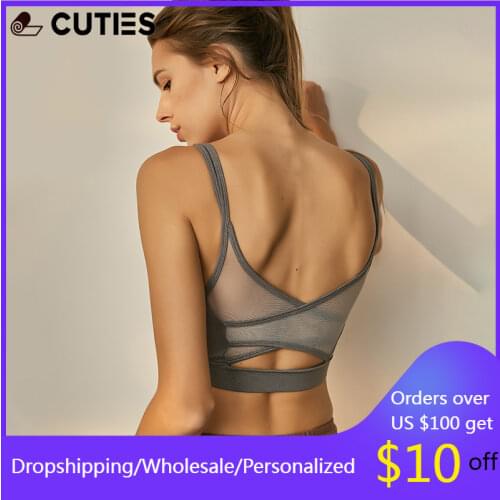 Mesh Top for Women Hollow Out Backcross Sports Bra Gym Clothing Fitness Workout Breathable Crop Top ropa mujer Active Bra Female