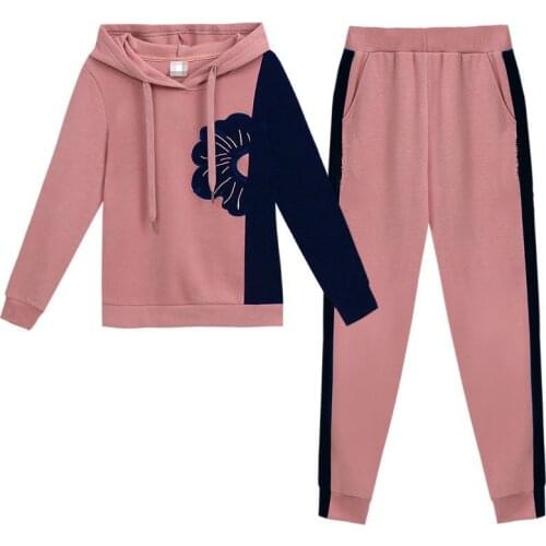 Women Tracksuit Pullover and Pants 2020 Autumn Winter Flower print Hoodies Set Casual Elastic waist Long Trousers Outfits LU1379