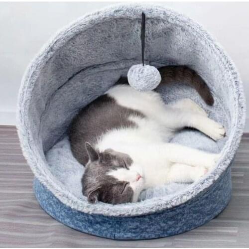 Winter Foldable Cat Bed Pet Nest Cat House Indoor Kitten House Warm Small for cats Dogs Nest Sleeping Sofa Soft Puppies Tent