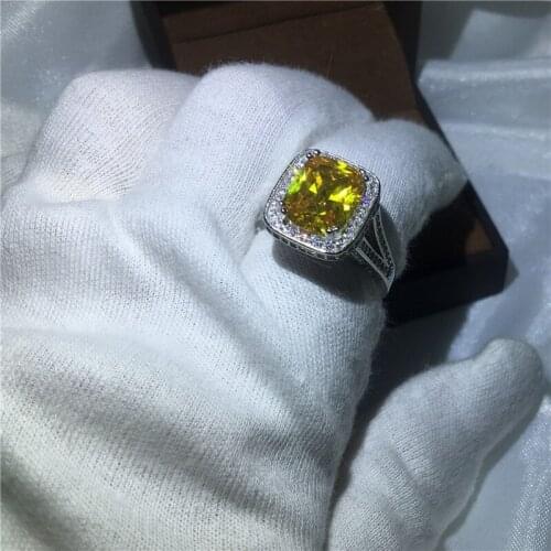 2018 Fashion Engagement Wedding Band Rings for women men Gold color Big 8ct AAAAA zircon Stone cz White Gold Filled Party ring