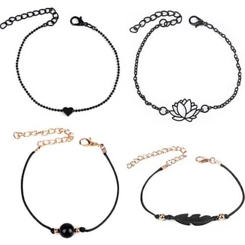 4PCS Creativity Simple Charm Bracelets Adjustable Dainty Rope Chain Bracelets Jewelry Bracelets For Women