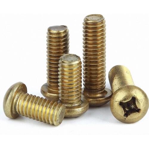5-50Pc M2 M2.5 M3 M4 M5 M6 DIN7985 Brass Cross Recess Pan Head Screw Phillips Round Head Machine Screw Bolt Length 4-40mm