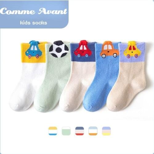 5 Pairs/pack Children Boy Socks 21 Autumn Winter New Cotton Socks Cartoon Kids Socks Boy Little Car Fashion Cool Socks 1-12Y