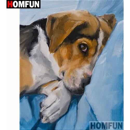 HOMFUN Full Square/Round Drill 5D DIY Diamond Painting "Animal dog" Embroidery Cross Stitch 5D Home Decor Gift A18191