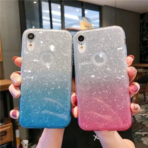 Cute Shiny Glitter Case for iphone X 10 XR XS MAX 7 8 6 6S Plus 5 5s SE Fashion Girl Women Sexy Soft TPU Silicone Cover