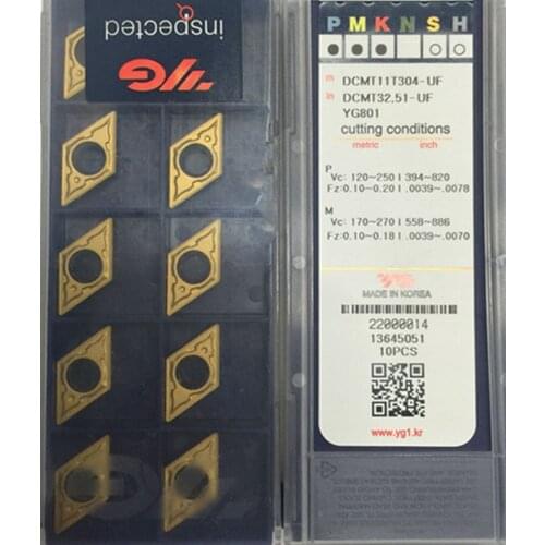 DCMT070204-UF DCMT11T304-UF DCMT11T308-UG YG801 100% original Korea YG-1 insert YG801=Processing: stainless steel, steel etc