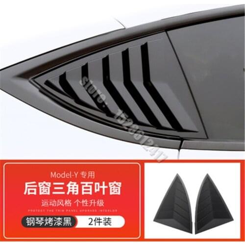 For Tesla model3 Model3-Y 2021 car Triangular blinds decorative stickers behind car windows Car Styling