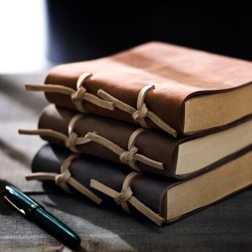 European Magic Book Diary Retro Book Thick Super Thick Handmade Cowhide Book Leather Creative Hand Made Notebook Customize Logo