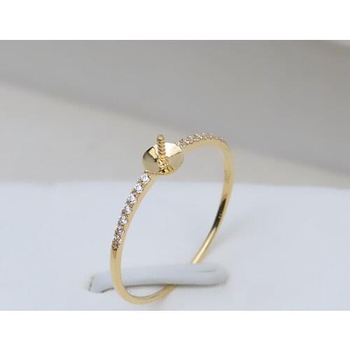 Classical Trendy Real 18K Gold Ring Mountings Settings AU750 Jewelry Findings for Pearls Coral Agate Crystal Beads Stones